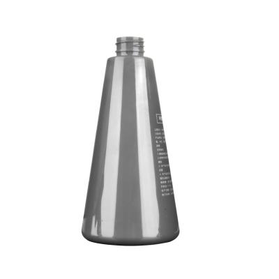 China Gray Household Products 500ml Conical Flask Shampoo Packaging PET Plastic Bottle Te koop