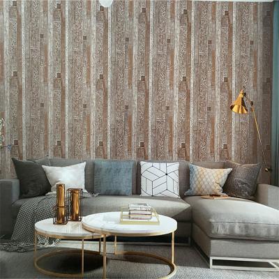 China High Quality Stained Mediterranean Style PVC Wall Papers Interior Wall Wallpaper Panel Room Decor Wood Panels Wallpaper Decor for sale