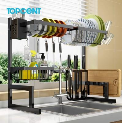 China Topcent Modern Standing Universal Utensils Stainless Steel Over Sink Dish Drying Rack for sale