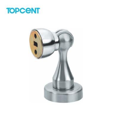 China TOPCENT Modern Magnetic Door Accessories Hardware Aluminum Alloy Sliver Door Stopper Holder Hook Floor Mount With Screws for sale