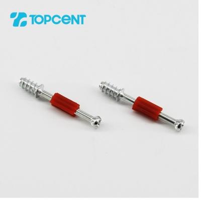 China Topcent Series Modern Movable Furniture Fitting Plastic Three Bolt In One Fasteners Cabinet Furniture Connector Wood Bolt for sale