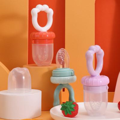 China 2022 BPA Free Baby Food Fruit Feeder Pacifier With 3 Pcs Different Size Nipple Design Cat Snap Paws Shape For Baby Teething for sale