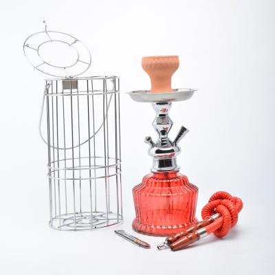 China Hintcan new arrival mini glass shisha cage hookah set one pipe fancy glass hookah with cage for sale