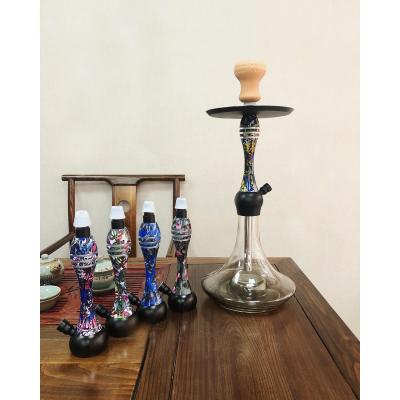 China Hookah H55cm Gorgeous Pattern Hookah Shisha Glass Set Aluminum Alloy Metal Tall With A Silicone Hose for sale