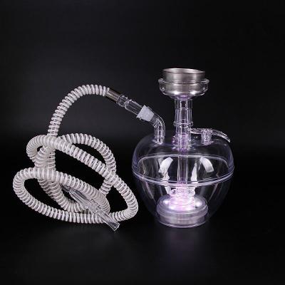 China Unique Apple Design Hookah Set Plastic With Light Travel Hookah Portable Plastic Hose Acrylic Led Shish Electric Hookah Set With Light for sale