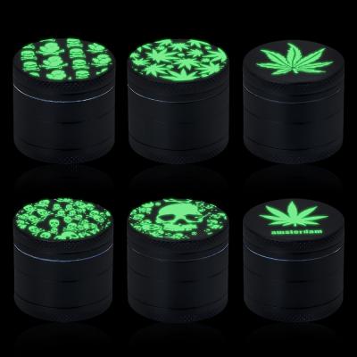 China Hintcan Metal Herbal Grinder 40mm Black Luminous Metal Herb Zinc Alloy Grinders For Smoking Accessories Grinder for sale