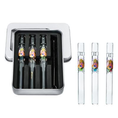 China New Diamond Design Pipe Hintcan Smoking Glass Pipes Set With Cleaning Brushes Accessories Portable Diamond Design Smoking Glass Pipes for sale