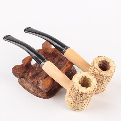 China New Natural Smoke Pipe Portable Wooden Biodegradable Corn Plant Cigarette Pipes Hintcan Maize Pipe For Smoking for sale