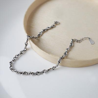 China CLASSIC 925 sterling silver jewelry bracelet  retro antique finish personality wild link chain Thin bracelet for sale