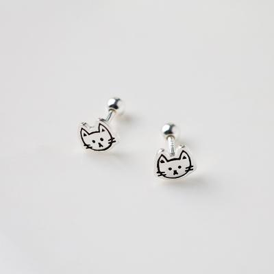 China CLASSIC New Arrivals 925 silver Jewelry Unisex Piercing Cute Cats Zircon Lock pin earrings for sale