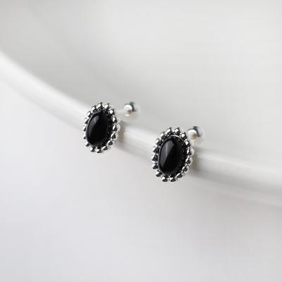 China CLASSIC Black Onyx 925 Sterling Silver Earring Handmade Jewelry Gemstone Sterling Silver Earring Wholesale for sale