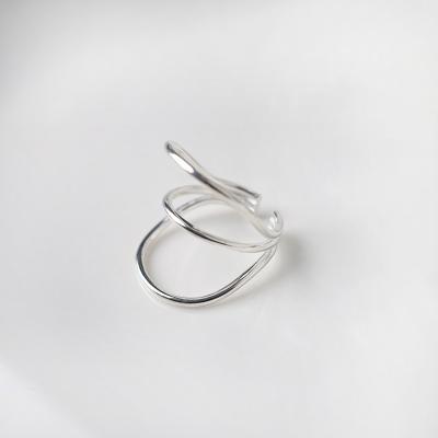 China CLASSIC Trendy 2023 New Arrival silver simple three line open design rings girls silver ring for sale