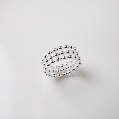 China CLASSIC 925 Sterling Silver Three Layer Round Beads Adjustable Rings for sale