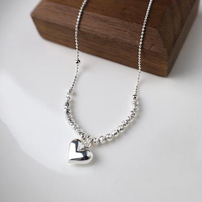 China CLASSIC Hot Selling Bead Heart Fine Jewelry 925 Sterling Silver Necklace collares de plata Heart Pendants for Necklace Women for sale