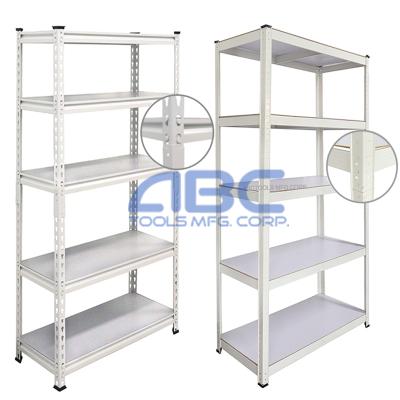 China Heavy Duty Slotted Corrosion Protection 5 Tiers Boltless Metal Garage Shelving Unit Storage Stacking Steel Racking Racks for sale