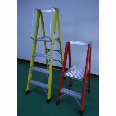 China Insulation ladders slim small household 2 step folding frp step ladders with work platform for sale