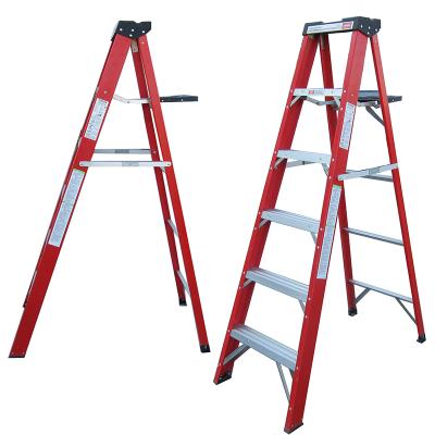 China Insulation ladders work platform 3 5 7step up working ladder stools frp step ladders with safty rail for sale