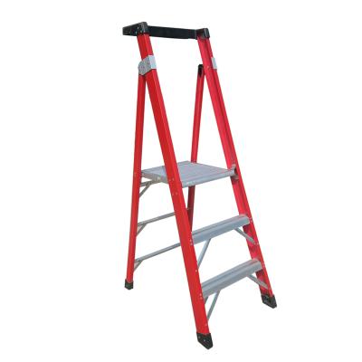 China Folding Ladders 300lb Load Capacity Fiberglass Step Ladder FGHP103S for sale