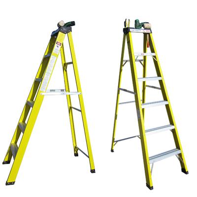 China Single side step five layer fiberglass insulation ladders for lidl for sale