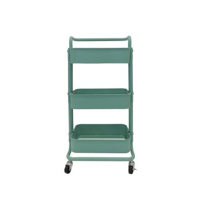 China Warehouse 3 Row Easy Mobile Plastic And Steel Utility Storage Cart Rolling Carts On 4 Wheels With Tray For Bathroom for sale