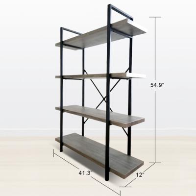 China Bookcase Vintage Industrial Iron Solid Wood Four Slab Low Shelf for sale