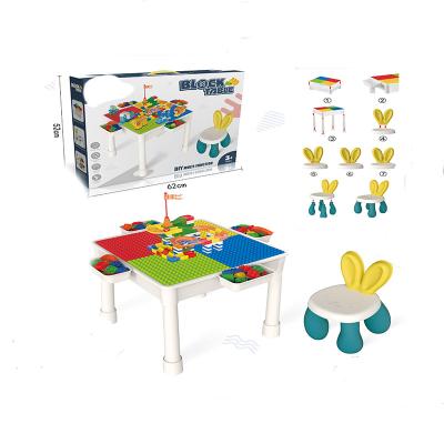 China Large Children's Toy Building Blocks Table +1 Chair +4 Buckets +4 Elevators +95 Slides 76*76*50 for sale