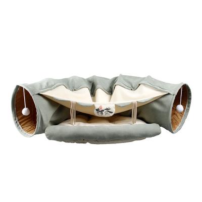 China New Breathable Wholesale Matcha Training Game Tunnel Four Seasons Roll Shell Channel Cat Pet Ground Folding Nest for sale