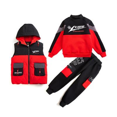 China 2021 New Boys 90%cotton Hoodie Boys Clothes Winter Autumn Three-piece Suit Thick Children's Clothing Set for sale