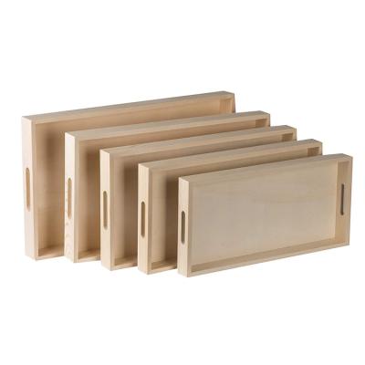 China Eco-Friendly Eco-Friendly Natural Wooden 5 Piece Food Serving Tray With Handles for sale