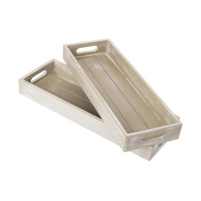 China Hot Selling 2 Piece Gray Set Wooden Decorative Accessory Eco - Friendly Serving Trays With Handle for sale