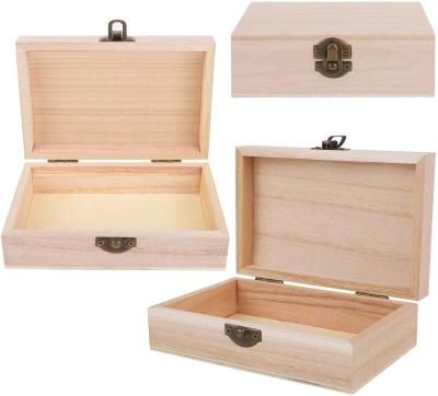 China Other ADXCO 4 Piece Pine Wood Unfinished Box With Hinged Lid Treasure Boxes With Locking for sale