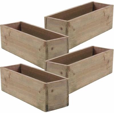 China The other wooden planter box, rustic barn wood, plastic liner, garden decor for sale