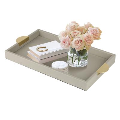 China New Design Decorative Tray Decorative / Classic Luxury Handles Trays With Brass Handles For Living Room for sale