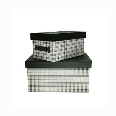 China Durable PU Leather Stripe Crate Household Office Sundries Receive To Assemble Storage Box for sale