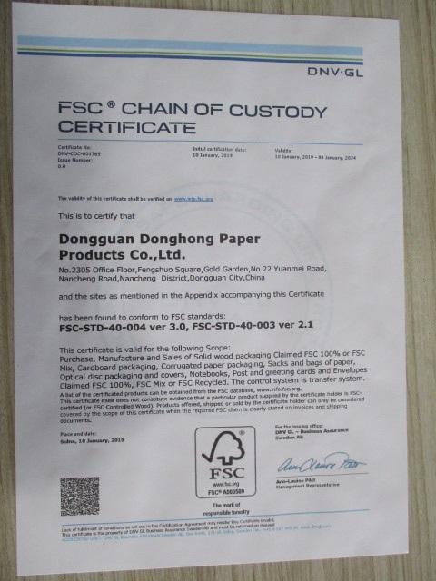 FSC - Dongguan Donghong Paper Products Co., Ltd.