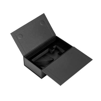 China Recycled Materials Black Hinged Lid Special Paper Luxury Perfume Packaging Box For Bottles for sale