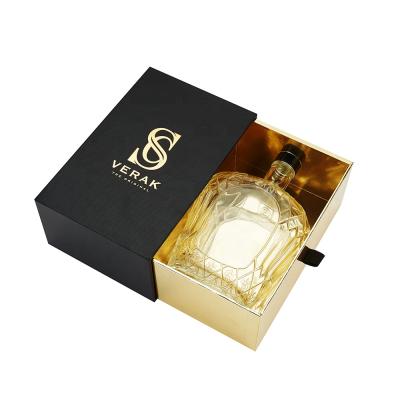 China Materials Rebranding Name Black Gold Cardboard Logo Custom Packaging Recycled Paper Luxury Box For Whiskey for sale