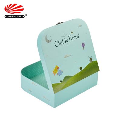 China Recyclable Wholesale Handle Carrying Baby Bath Custom Printed Paper Small Gift Set Cardboard Suitcase Packaging Boxes For Kids for sale