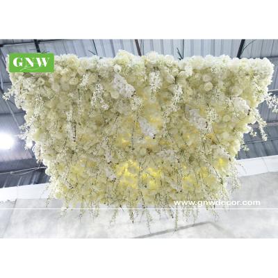 China Looks Like And Touches To Real Flowers GNW White Decorative Indoor Colorful Artificial Flower Backdrop Ceiling Panel Faux Flower Wall For Event Decoration for sale