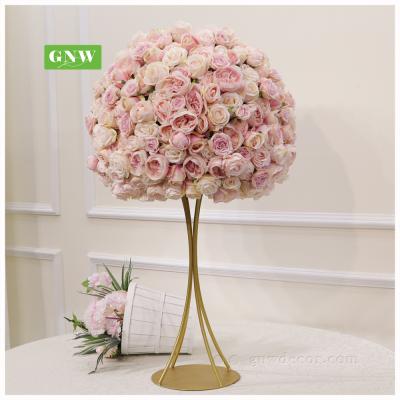 China Fashional GNW Artificial Garland Decoration Ball Flowers Bouquet Centerpiece Flower Runner Wedding Planner Stand for sale