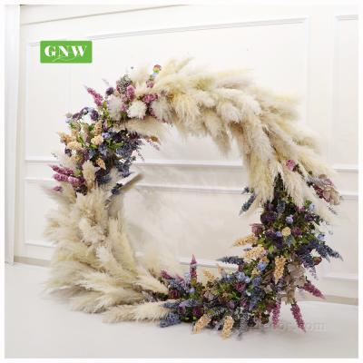 China Modern Decorative GNW Pampas Flower Supplies Round Arch Stage Frame Garden Backdrop Ceiling Floral Wedding for sale