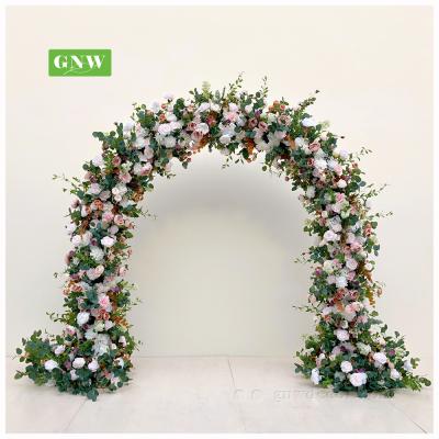 China Real Rose GNW Metal Backdrop Event Stage Steel Frame Romantic Preserved Portable Adjustable Artificial Roses Flower Stage Events Wedding for sale