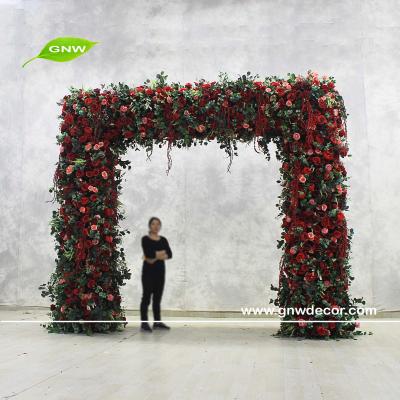 China Exclusively for romantics GNW red rose with greenery wedding arch support wedding decor artificial hydrangea flowers arch flower blossoms arch for sale