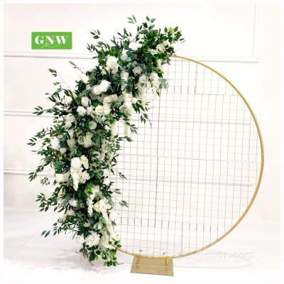 China Exclusively for Romantics GNW Wholesale Decorative Silk Flower Supplies Artificial Roses Flower Events Wedding Heart Shaped Moon Gate Arch for sale