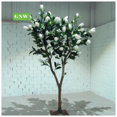 China GNW BTR1505002 Natural Touch New Product Artificial White Magnolia Flower With Green Leaf Trees for sale