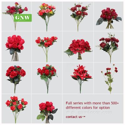 China Natural Touch Red Series Wedding Decorations Flower Supplies Artificial Rose Orchid Cherry Blossom Peony Decorative Flowers for sale