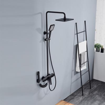 China With Hot Sale Modern Wall Mounted Bathroom Shower Faucet Sliding Bar Sanitary Ware Chrome Single Lever Rain Shower Set Sanitary Brass Bath Faucets for sale