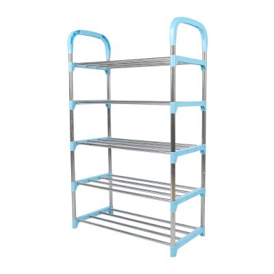 China Adjustable (Other) Latest Design Blue Stainless Steel Furniture Shoe Racks Shoe Rack For Home for sale