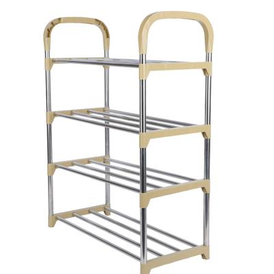 China (Other)Adjustable Stainless Steel Metal Cheapest 4 Layer Shoes Stretch Shoe Rack Shoe Rack For Entry for sale