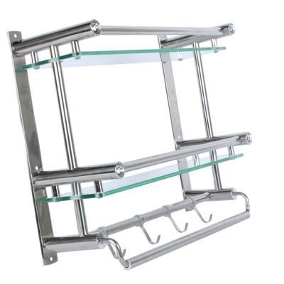 China Fashion SaleEasy Fire To Install Shower Rack Towel Rack Wall Mounted Bathroom Shelf With Towel Rack for sale